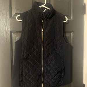 Navy Quilted Vest with Gold Zipper